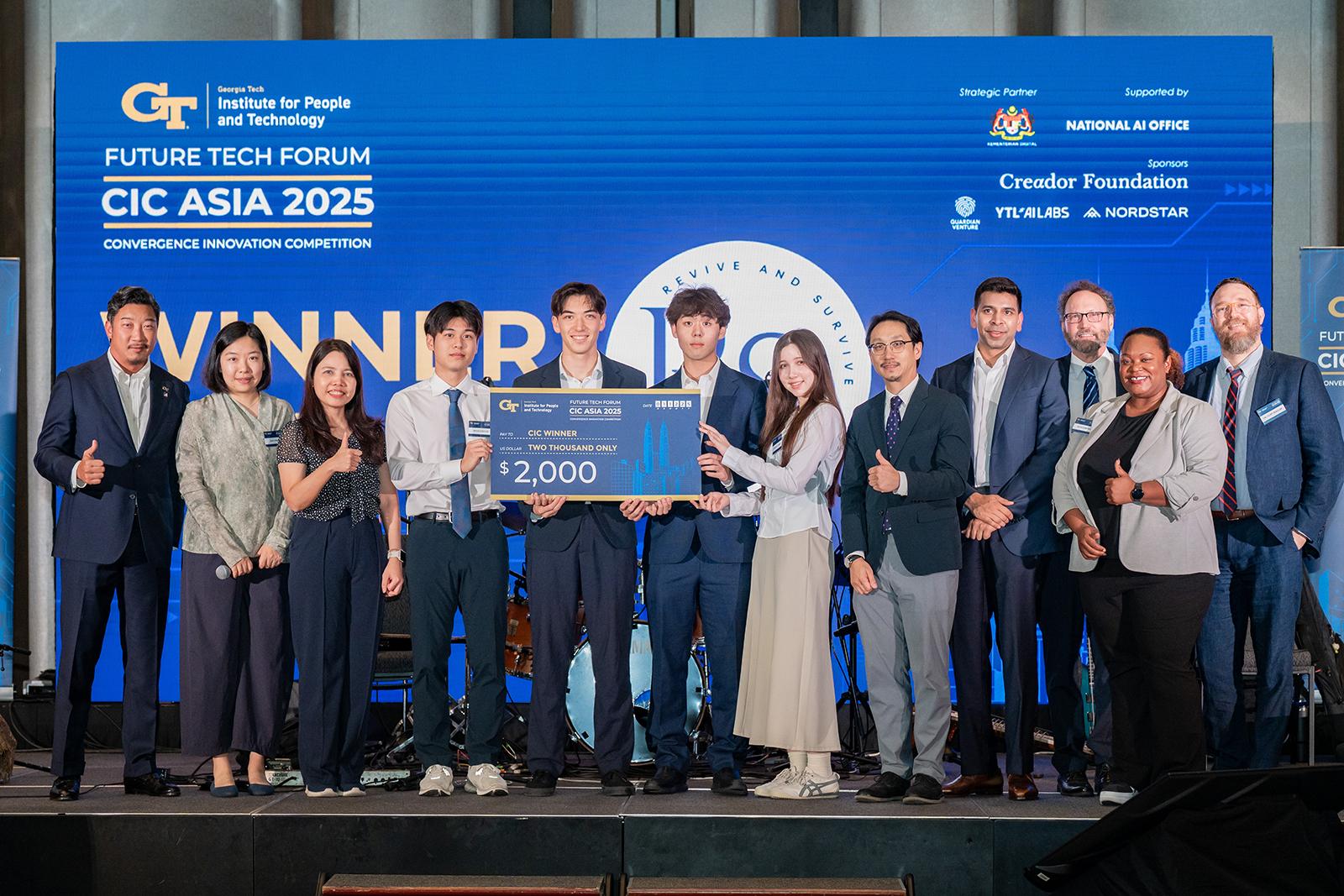 Full photo of the team receiving their first-place award at the CIC Asia 2025 competition.