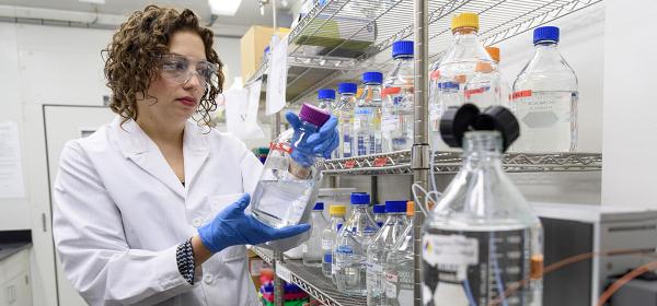 Dr. Raquel L. Lieberman workign in a lab