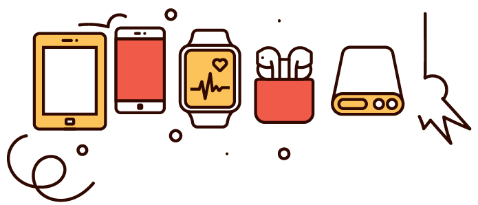 Graphic of different electronic devices.